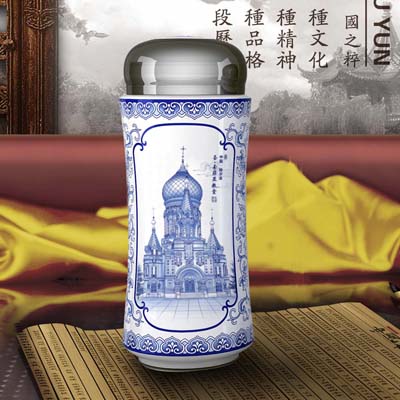 哈风光青花保温杯